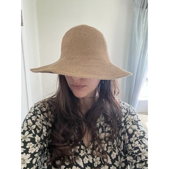Eric Javits Tan Natural Straw Rollable Squishee Sun Hat - Picture 1 of 8